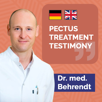 Picture of Dr Behrendt with a patient's testimony
