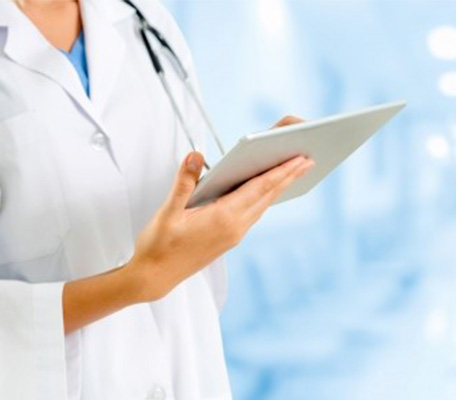 Healthcare professional with a tablet